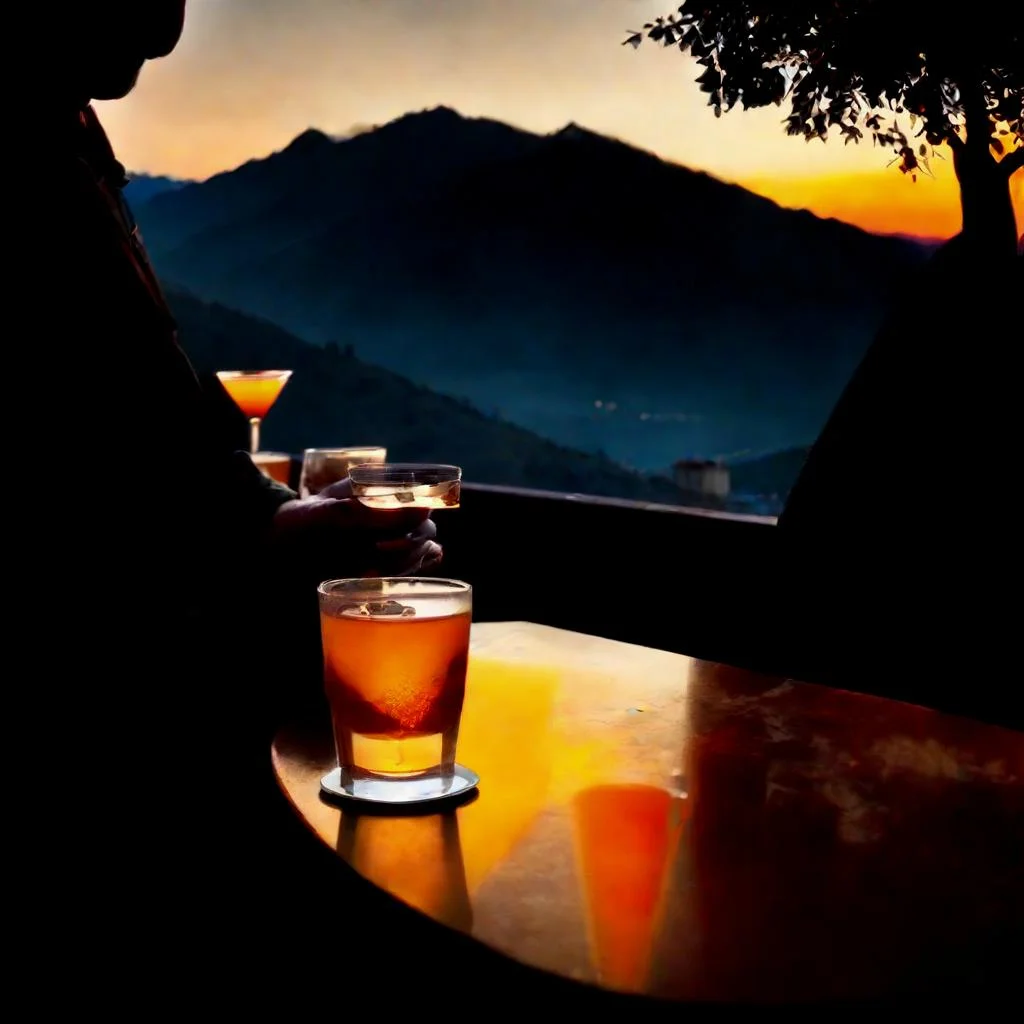 Terrasse de bar avec vue sur les Pyrénées