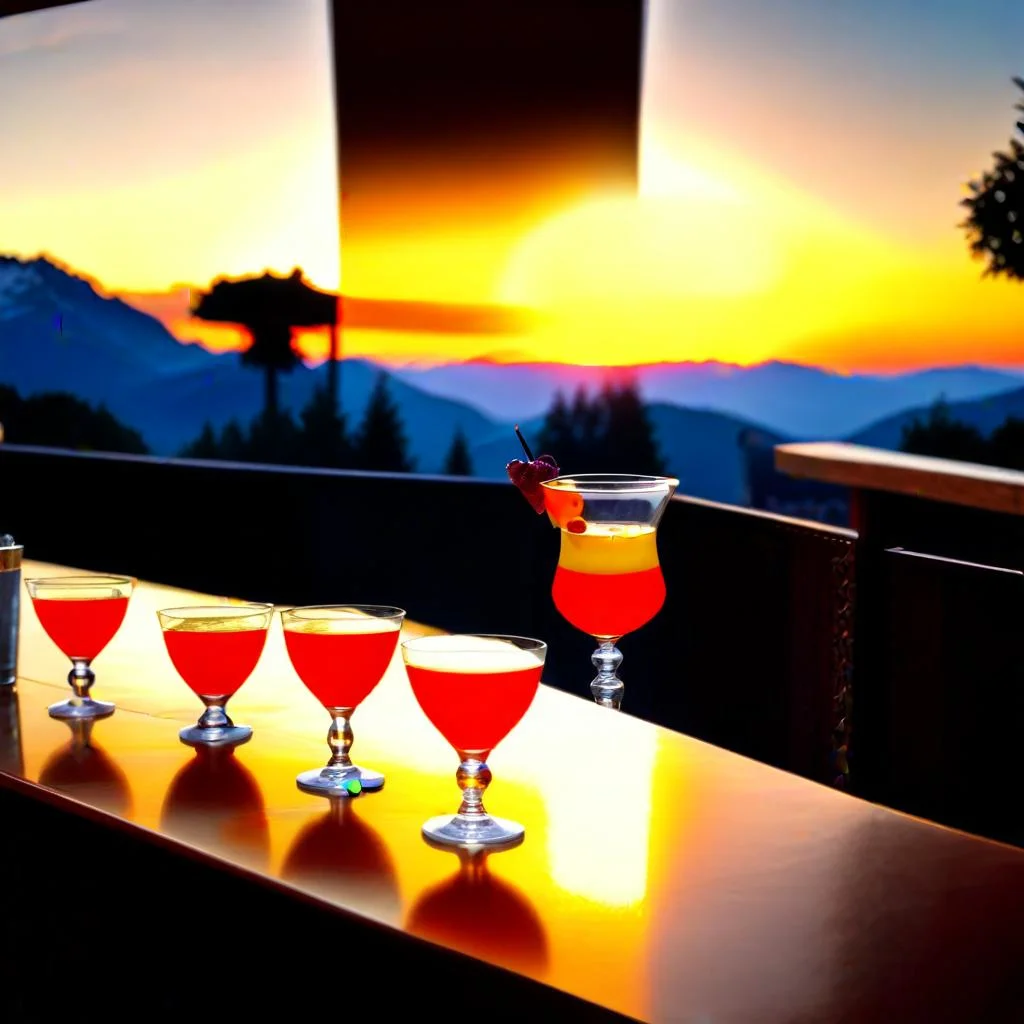 Vue panoramique des bars de Pau avec les Pyrénées